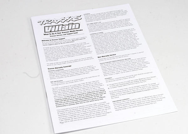 Traxxas 1599X Operating Manual Villain