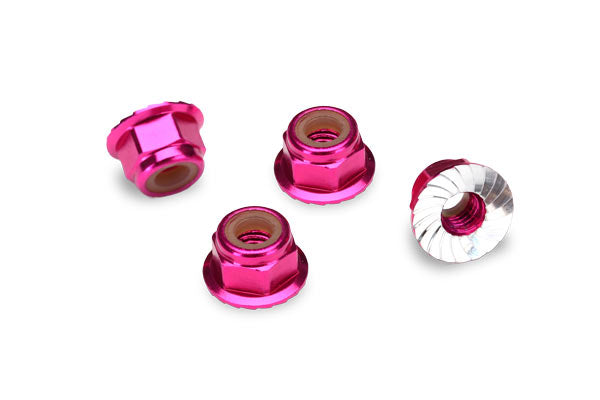 Traxxas 1747P Nuts 4Mm Flanged Lock Pink