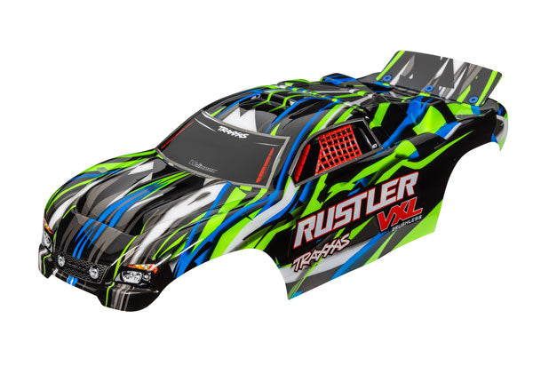 Traxxas 3726G Rustler Vxl, Body, Grn/Blue