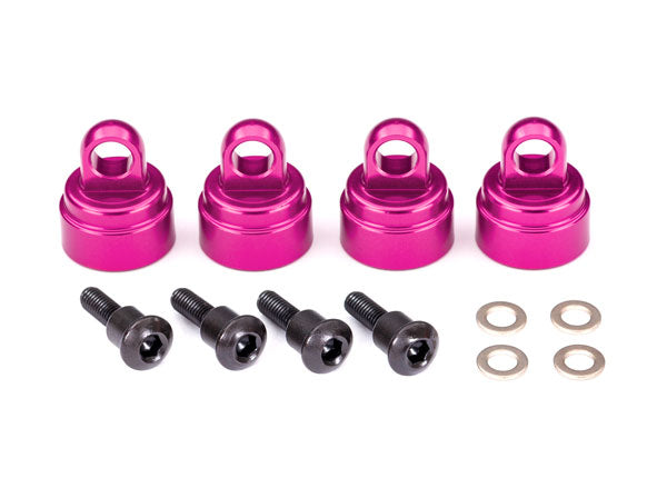 Traxxas 3767P Shock Caps Ultra Alum Pink (4)