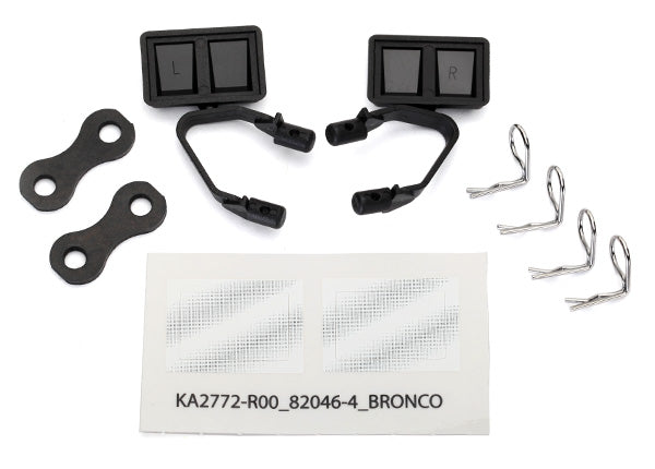 Traxxas 8073 Mirrors Side Blk L/R/Retainers