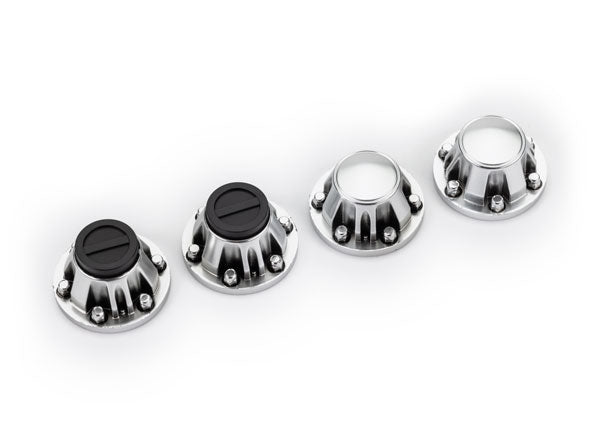 Traxxas 8152 Center Caps/ Satin Chrm Req 8255A