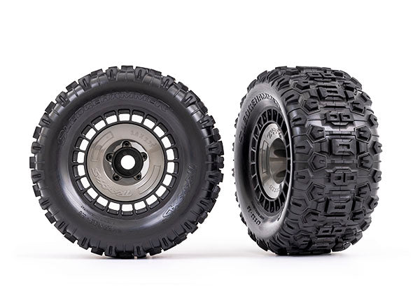 Traxxas 9572 T&W Gry Whl Cvr/Sledghmr Tire