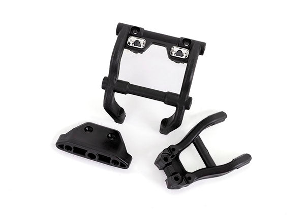 Traxxas 6777X Wheelie Bar Mount/Skidplte Blk