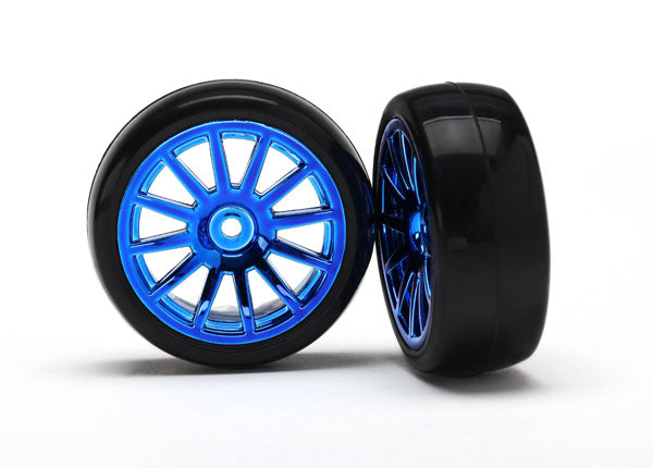 Traxxas 7573R T&W 12-Spk Blue Chrm/Slick Tre