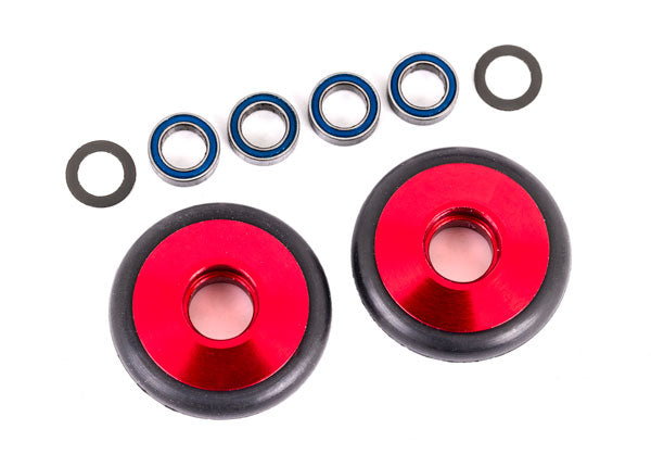 Traxxas 9461R Wheelie Bar Wheels Alum Red