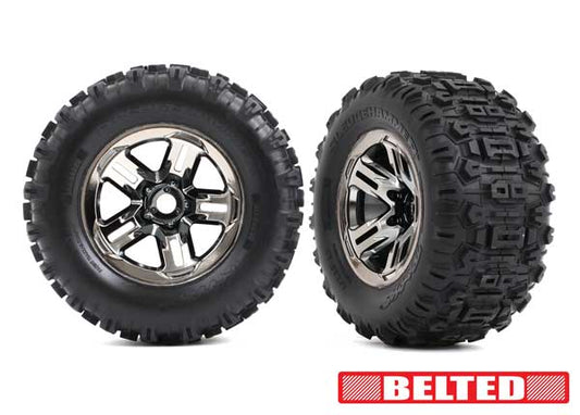 Traxxas 9573A T&W 3.8 Blk Chrm Whl W/Sldgehmr